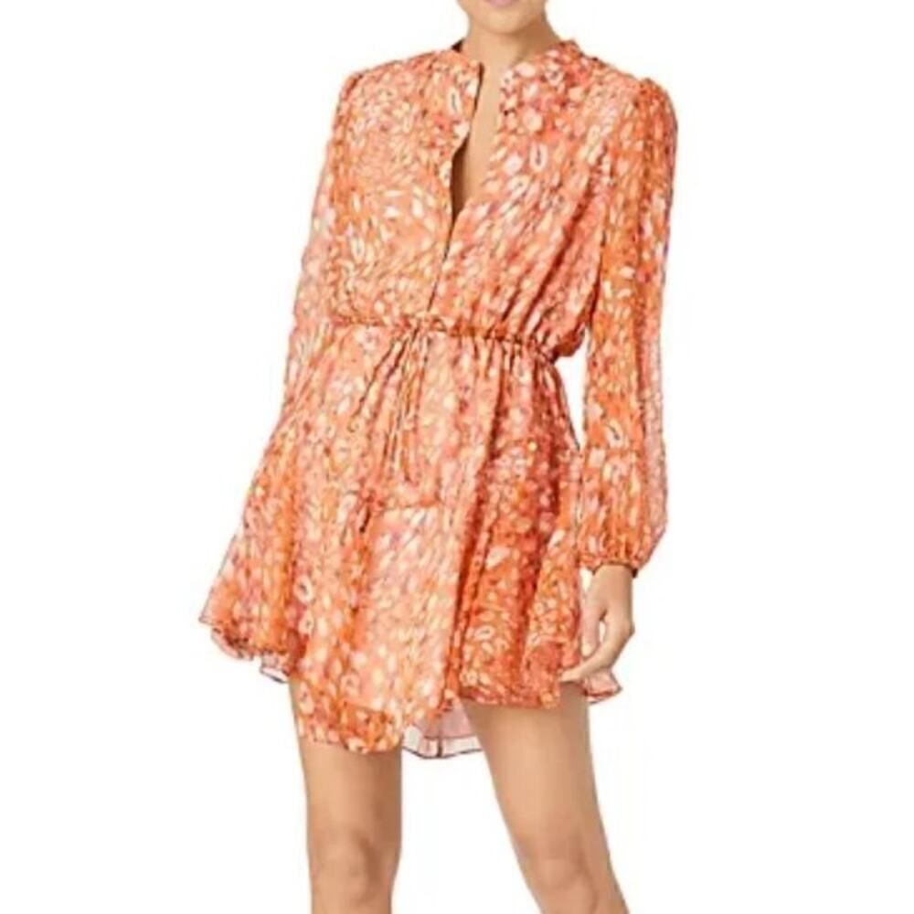 MILLY Natasha Silk Mini Dress in Amber Glow Sz. 0